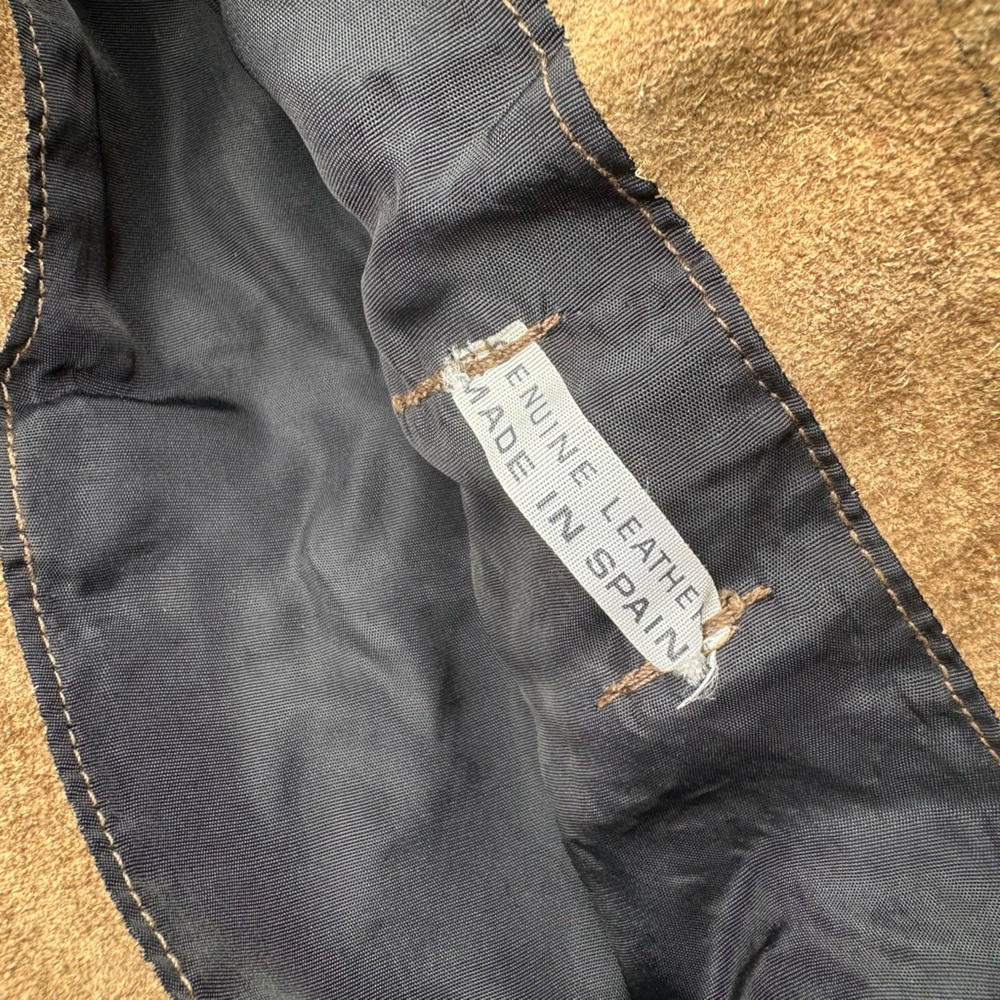 Vintage 70s Suede Patchwork Drawstring Purse W/ F… - image 7